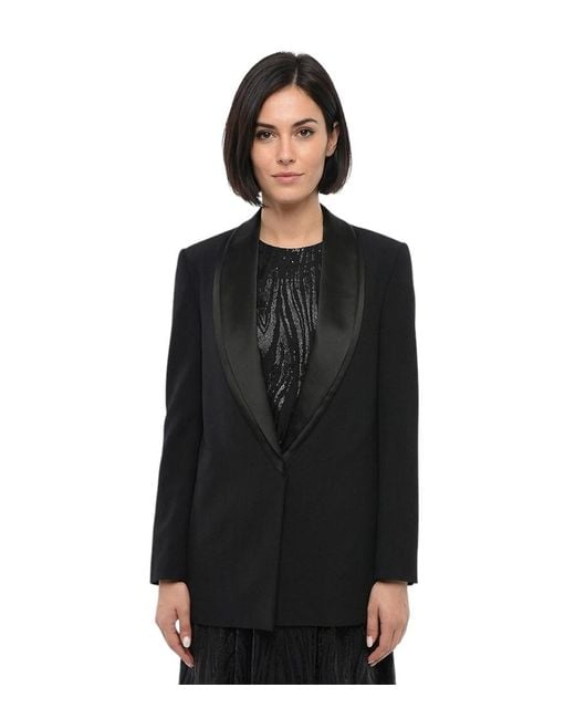 Stella McCartney Black Solid Shawl Lapel Blazer