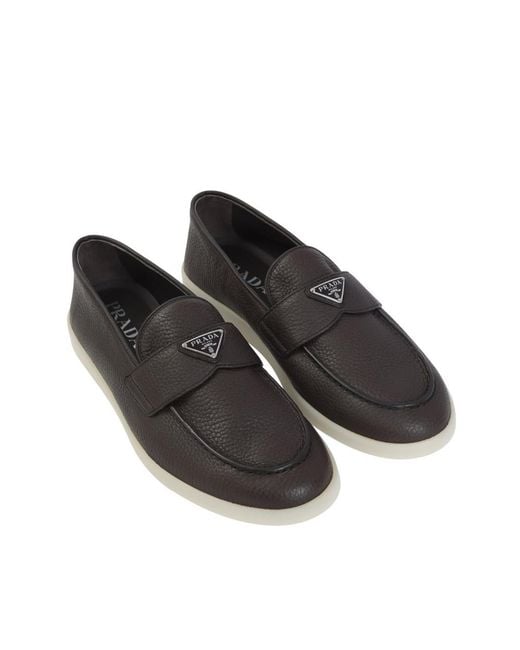 Prada Black Solid Loafers for men