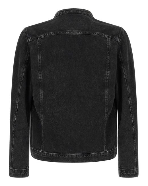 DIESEL Black Mandarin Collar Jacket for men