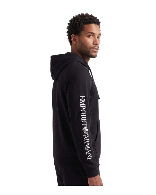 EA7 Black Logo Hoodie for men