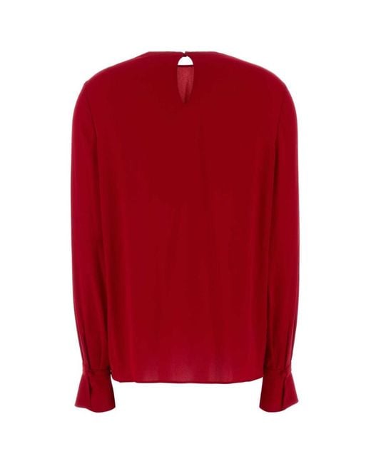 Valentino Red Solid Round Neck Top