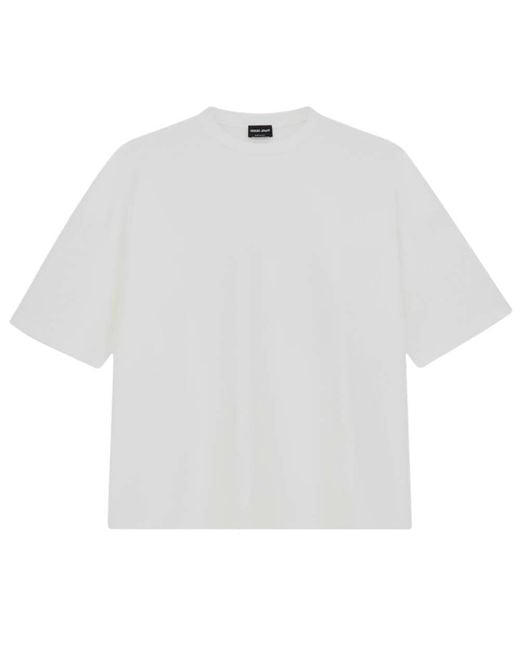 Giorgio Armani White Solid Round Neck T-Shirt for men