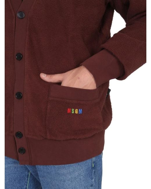 MSGM Red V Neck Cardigans for men