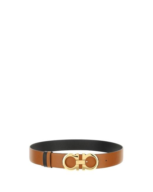 Ferragamo White Gancini Solid Reversible Belt