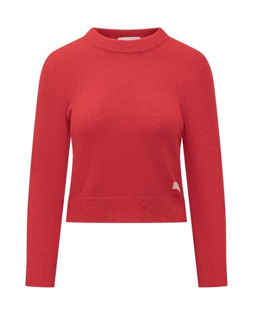 Isabel Marant Red Solid Crew Neck Sweater