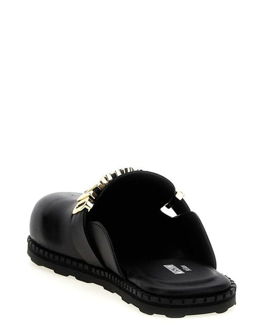 Moschino Black Logo Mules
