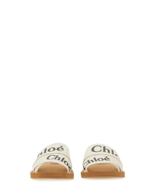 Chloé White Logo Flats