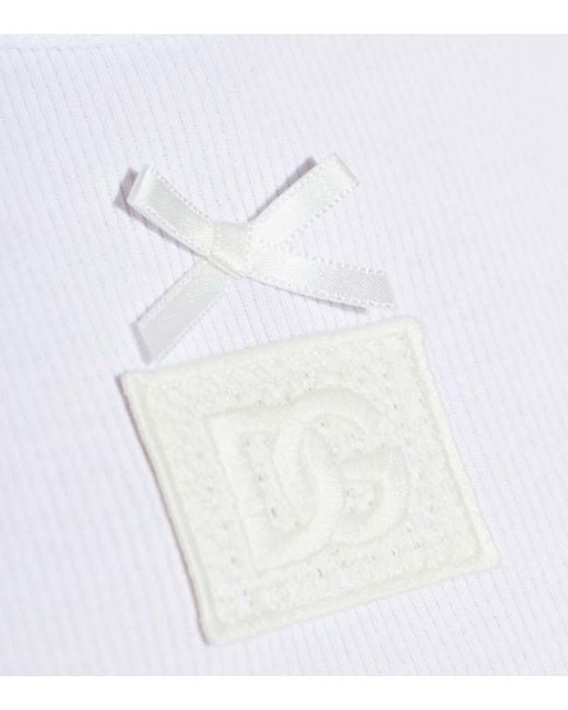Dolce & Gabbana White Solid Round Neck Top