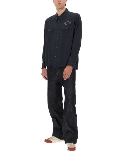 Visvim Blue Regular Logo Shirt for men
