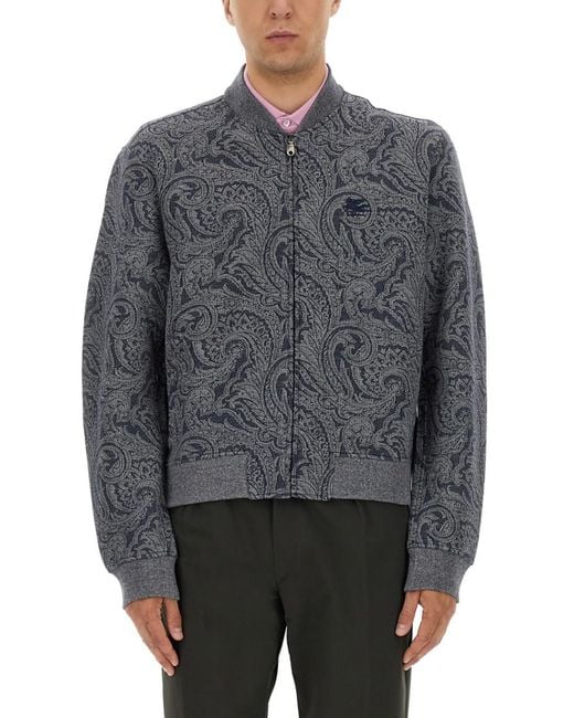 Etro Gray Jacquard Jacket for men