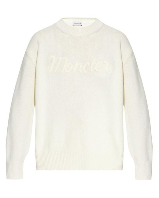 Moncler White Embroidered Sweater
