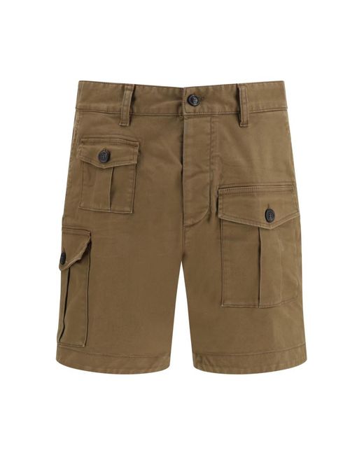 DSquared² Green Solid Cargo Shorts for men
