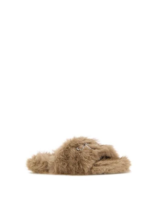 Balenciaga Natural Solid Furry Slides