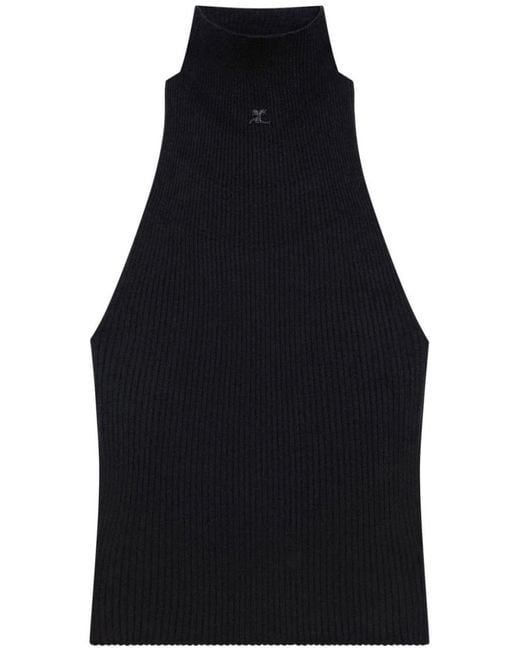Courreges Black Ribbed Tank Top