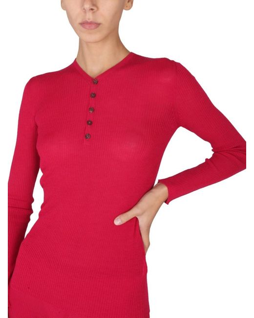 DSquared² Red Knitted V Neck Sweater