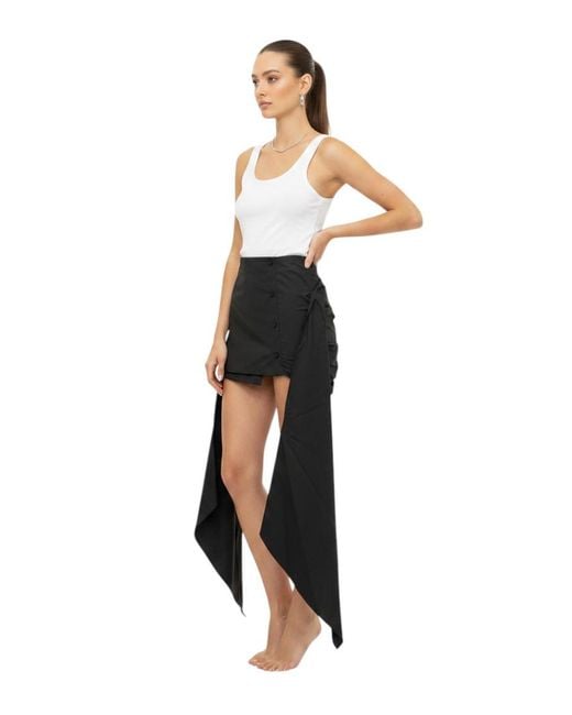 The Attico Black Solid Mini Skirt
