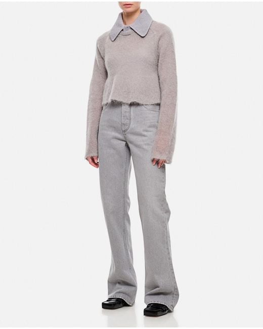 Bottega Veneta Gray Light Washed Flared Denim Pants
