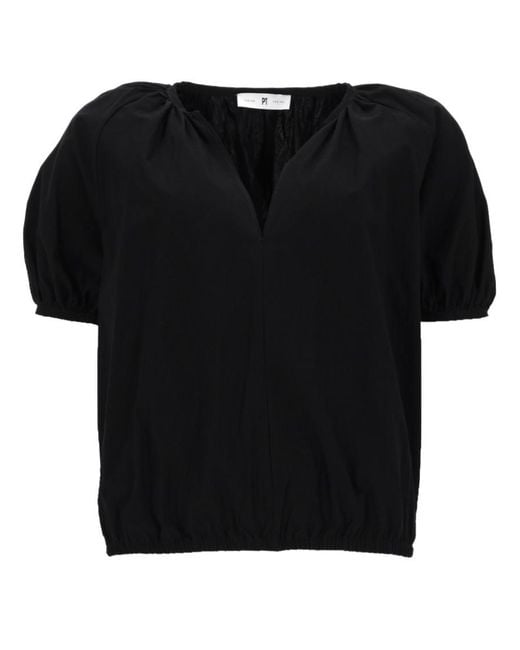 PT Torino Black Solid V Neck Top