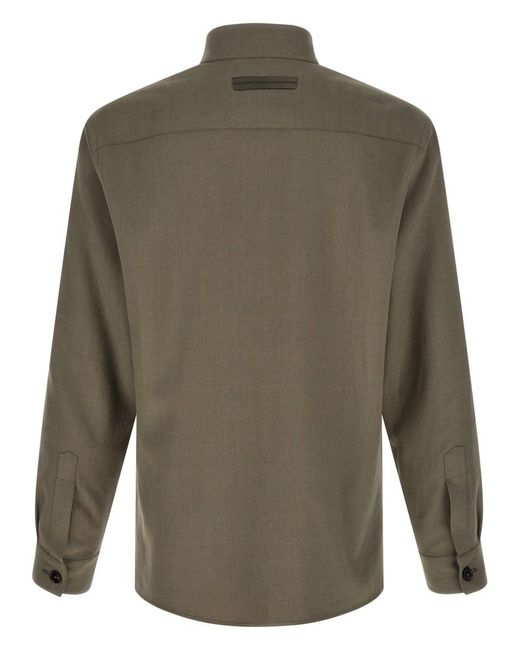 Zegna Green Regular Solid Shirt for men