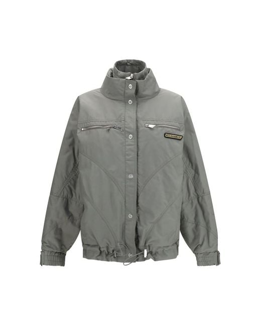 The Attico Gray Solid Mock Collar Jacket