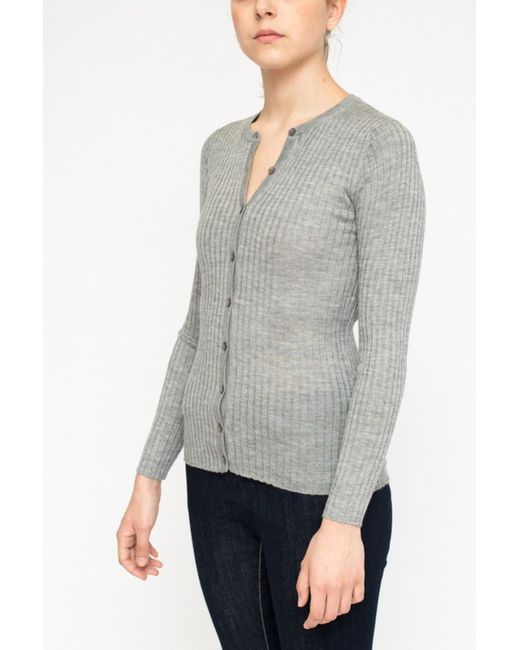 LA ROSE Gray Cashmere Cardigan