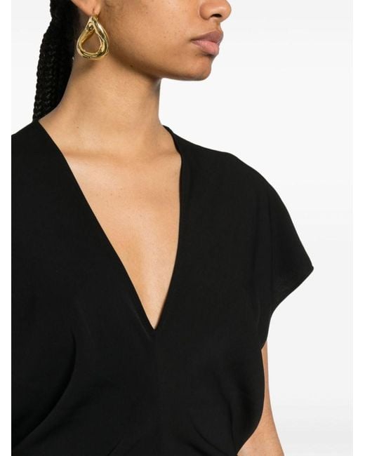 P.A.R.O.S.H. Black Draped Cady Maxi Dress