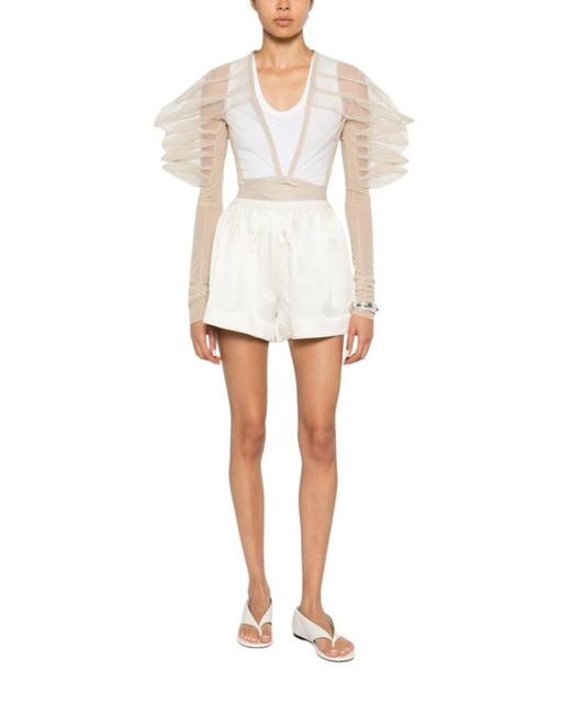 Rick Owens White Solid V Neck Top