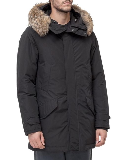 Woolrich Black Solid Hood Jacket for men