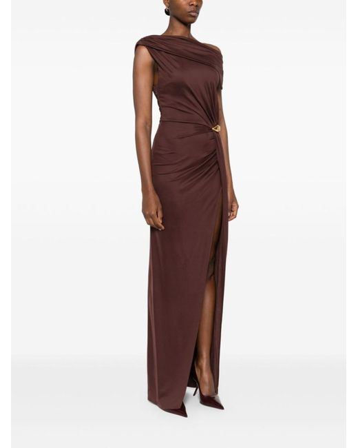 Elisabetta Franchi Purple Asymmetric Maxi Dress