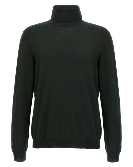 Zanone Green Wool Turtleneck Sweater for men