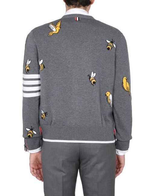 Thom Browne Gray V Neck Cardigans for men