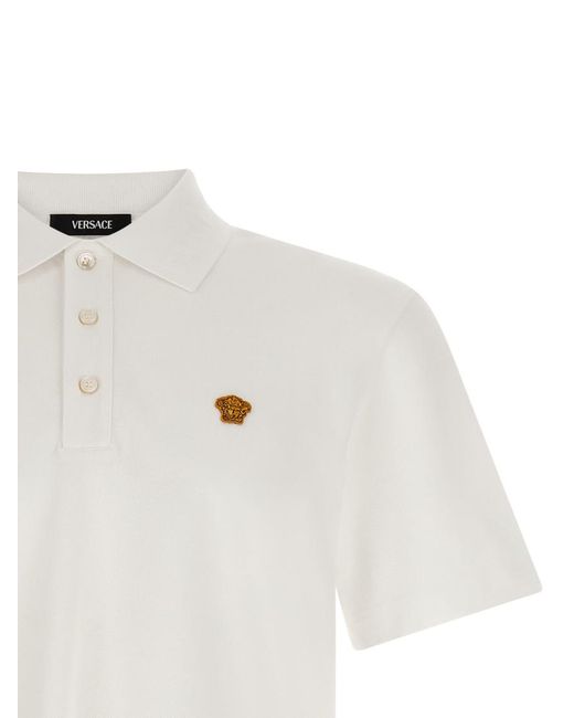 Versace White Solid Shirt Collar Polo for men