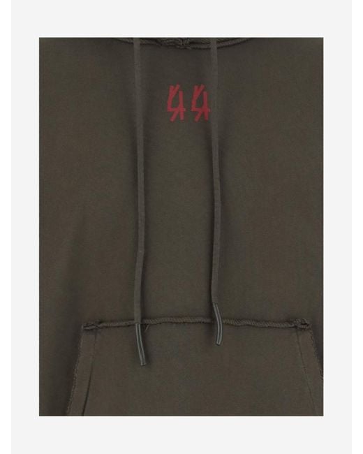44 Label Group Gray Logo Print Hoodie for men