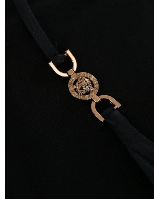 Versace Black Solid Bikini Bottom Swimwear