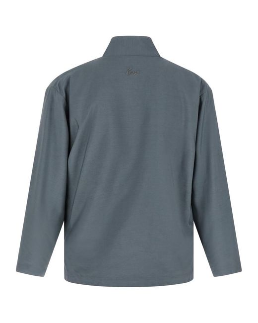 KENZO Blue Solid V Neck Blazer for men