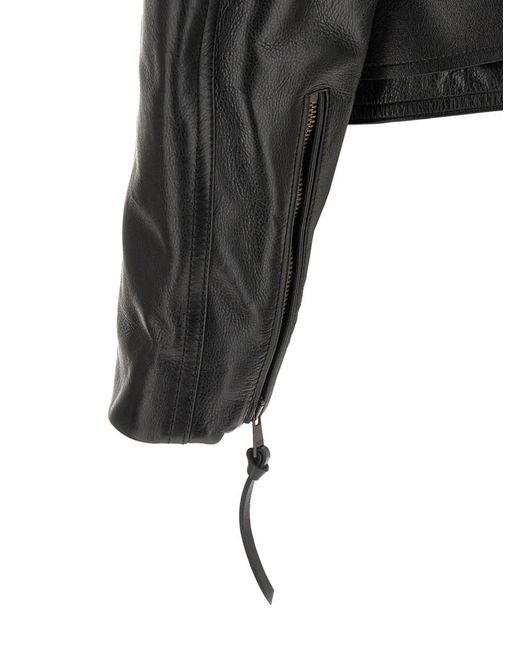 Balmain Black Leather Notched Lapel Jacket for men