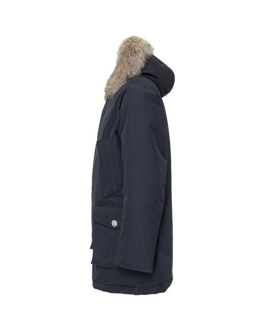 Woolrich Blue Solid Hood Jackets for men