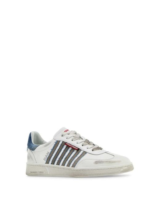 DSquared² White Leather Boxer Sneakers for men