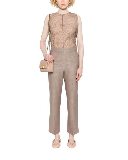Fendi Natural Crew Neck Printed Top