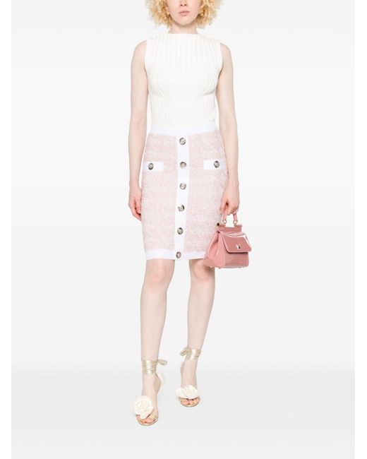 Balmain Pink Tweed Skirt