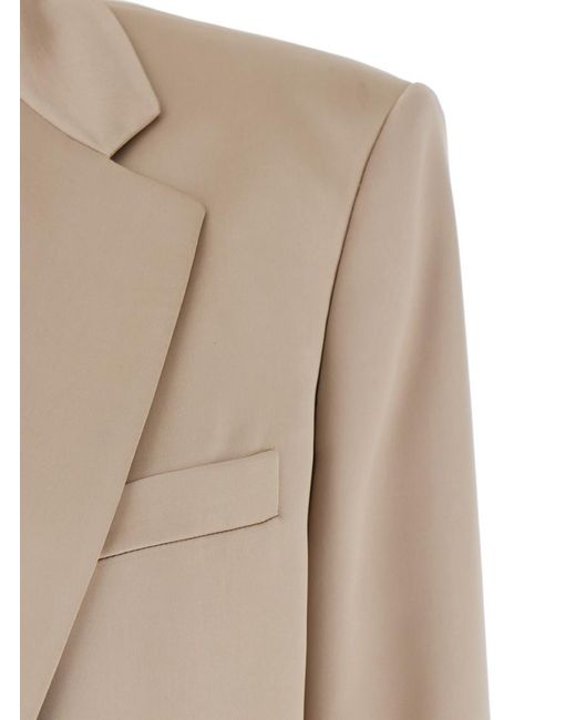 ANDAMANE Natural Solid Notched Lapel Blazer
