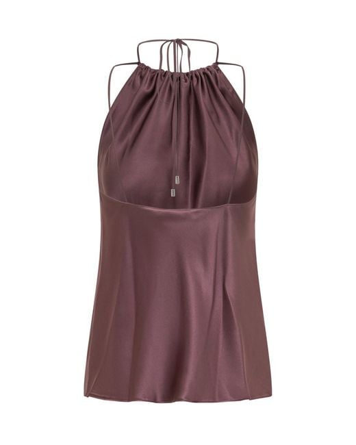 Pinko Purple Solid Halter Neck Top