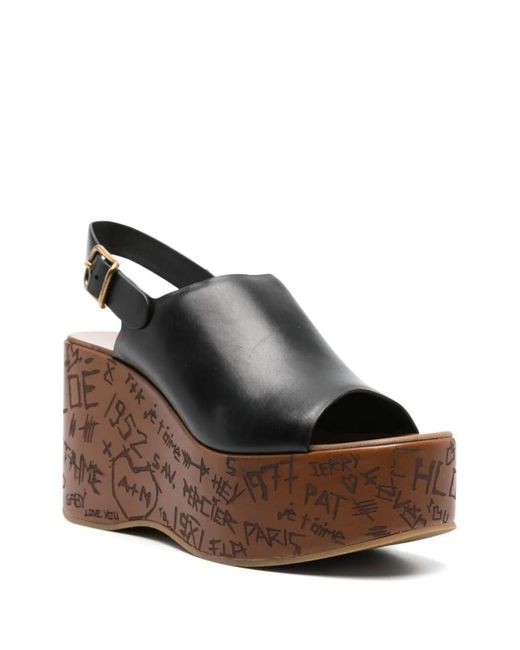 Chloé Brown 80Mm Maxime Wedge Sandals