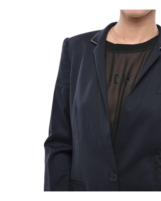 Stella McCartney Blue Solid Notched Lapel Blazer