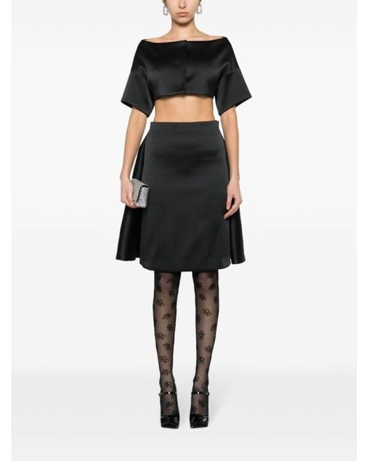 P.A.R.O.S.H. Black Layered Detail Midi Skirt