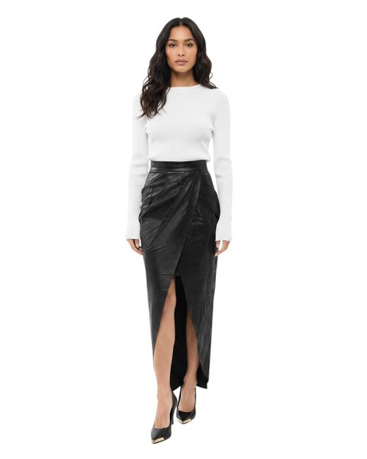Balmain Black Solid Calf Length Skirt