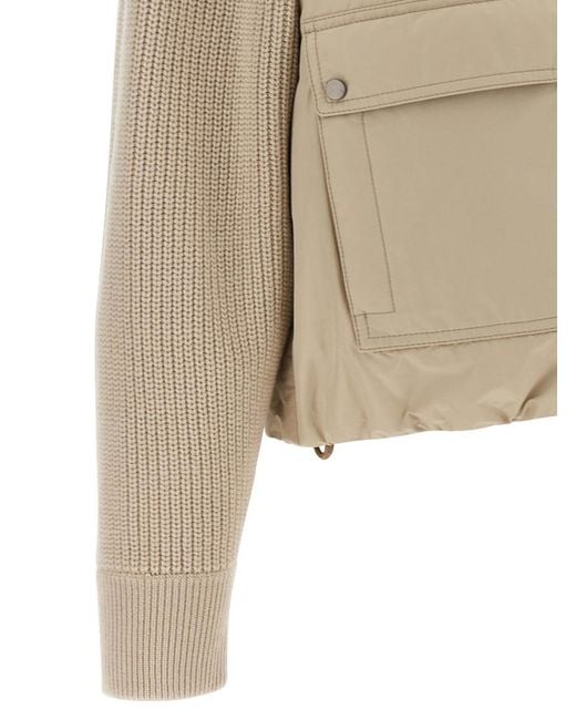 Brunello Cucinelli Natural Solid Mock Collar Jacket