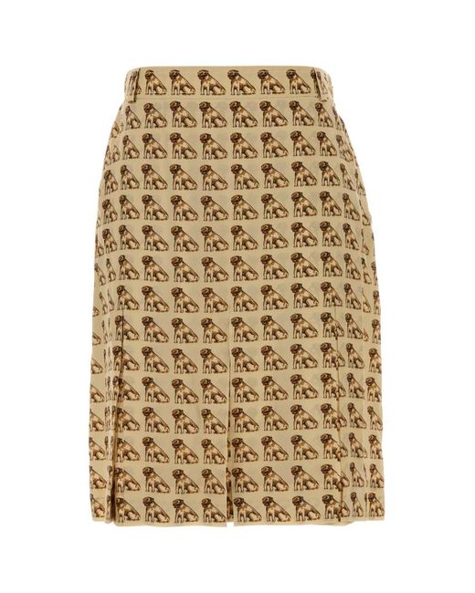 Valentino Garavani Natural Printed Crepe Skirt