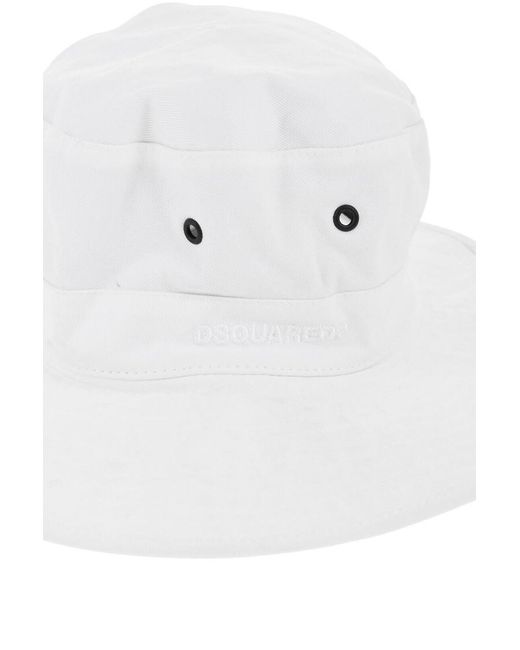 DSquared² White Solid Bucket Hat for men