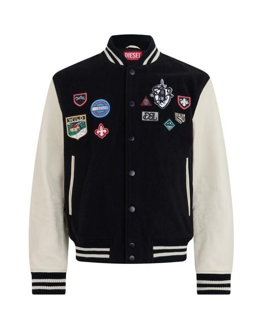 DIESEL Black Logo Bomber Jacket for men